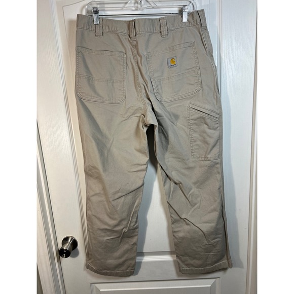 Carhartt Relaxed Fit Work Pants Khaki Tan Men's 36x30 Cotton Spandex Blend - Picture 2 of 4